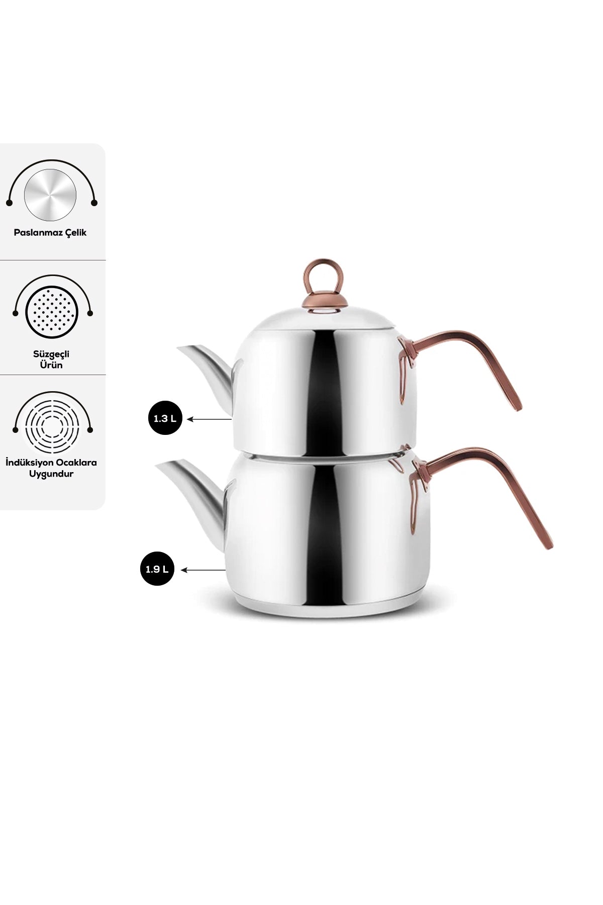 Karaca Urban induction Base Midi Teapot Set Rosegold - MALLTURK