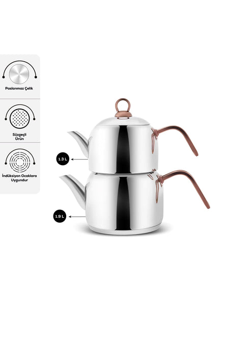 Karaca Urban induction Base Midi Teapot Set Rosegold - MALLTURK