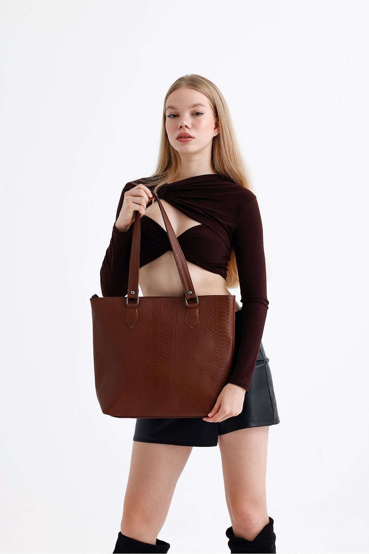 Fubileather Large Genuine Leather Shoulder and Arm Bag