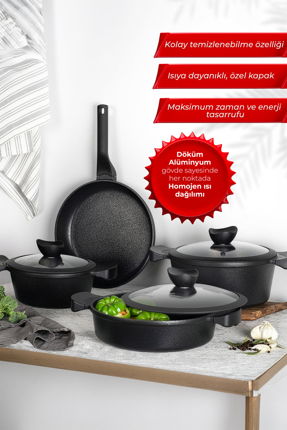 Aryildiz Montana 7 Piece Cookware Set