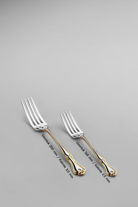 Nehir lalezar altin Plain 12 Place Setting 60 Piece Boxed Fork Spoon Set - MALLTURK