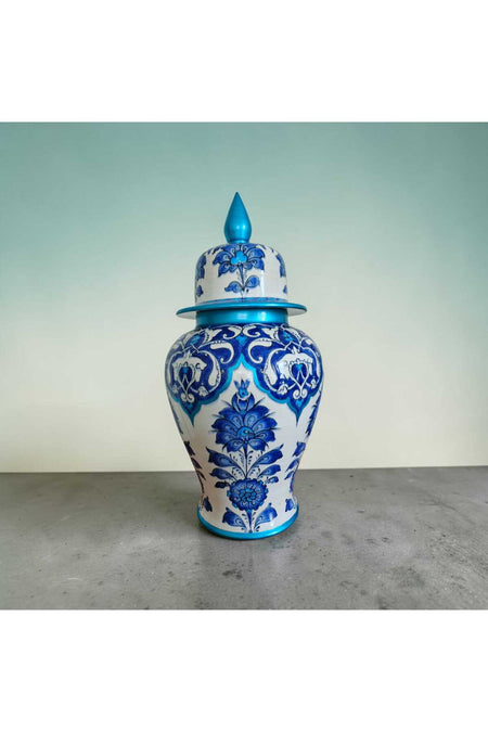 Sema Cini Handmade Ceramic 30cm Shah Cube Vase - MALLTURK