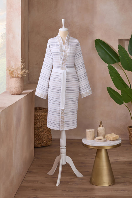Ozdilek Sea Line Peshtemal Kimono Bathrobe - MALLTURK