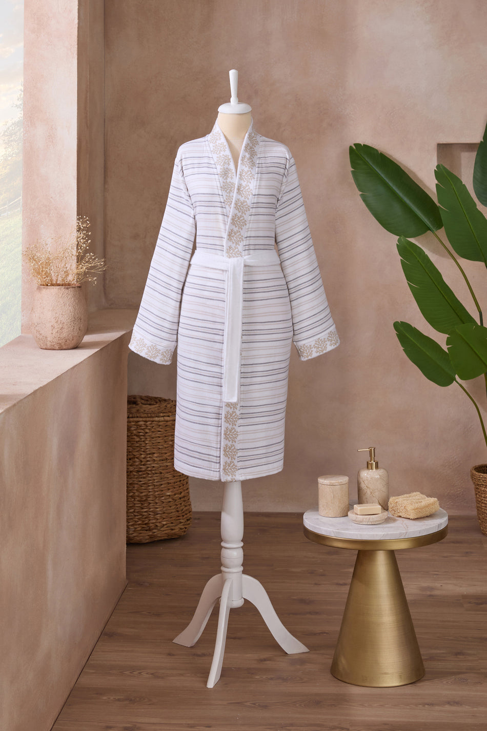 Ozdilek Sea Line Peshtemal Kimono Bathrobe - MALLTURK