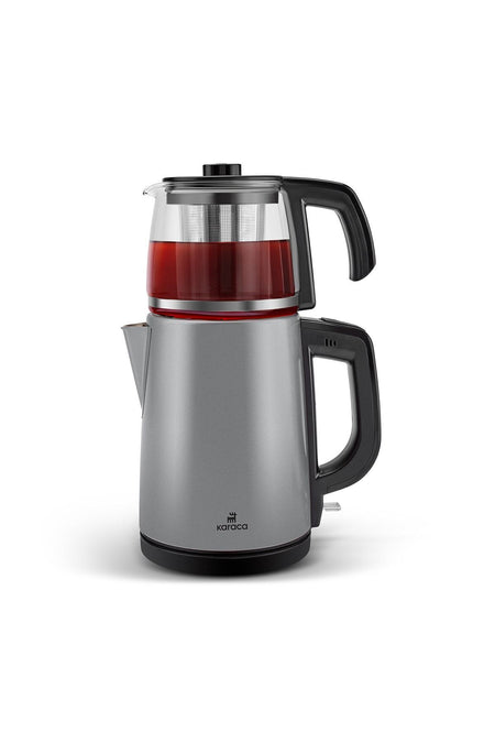 Karaca Tea Glass 2-in-1 Stainless Steel Tea Maker and Kettle Anthracite - MALLTURK