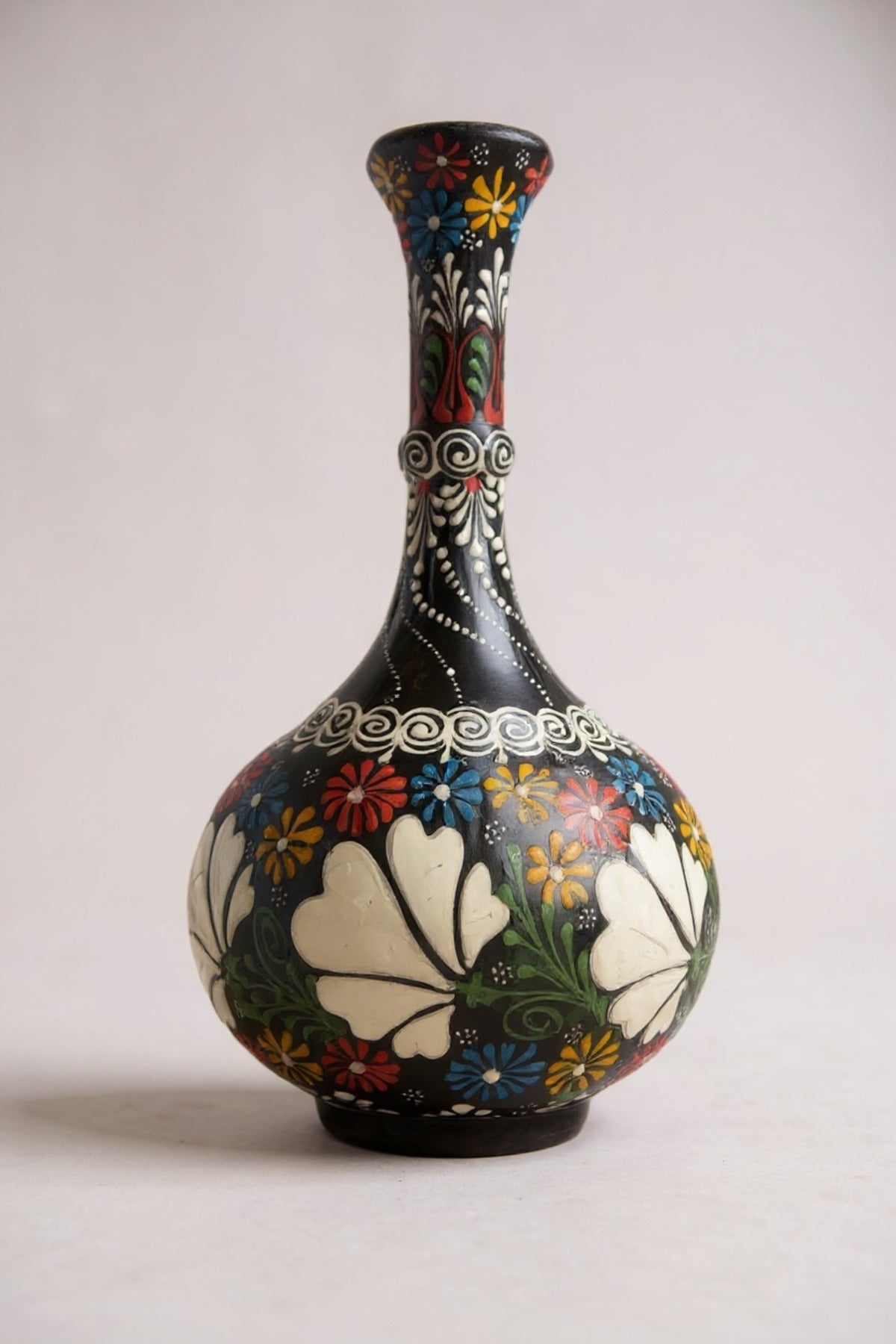 STORESZA Handmade 30cm Teardrop Shaped Ceramic Vase – Kutahya Ceramic Decorative Vase Black - MALLTURK