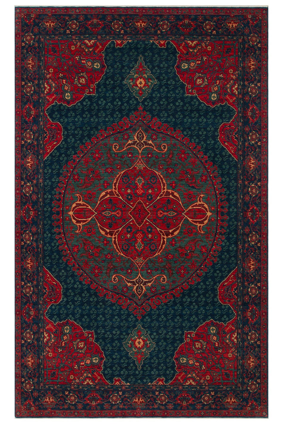 Nesem Rug Boutique Ekohali Kadim Kdm 03 Navy Anatolian Motifs Featuring New Zellanda Wool with Produced Handcrafted - MALLTURK