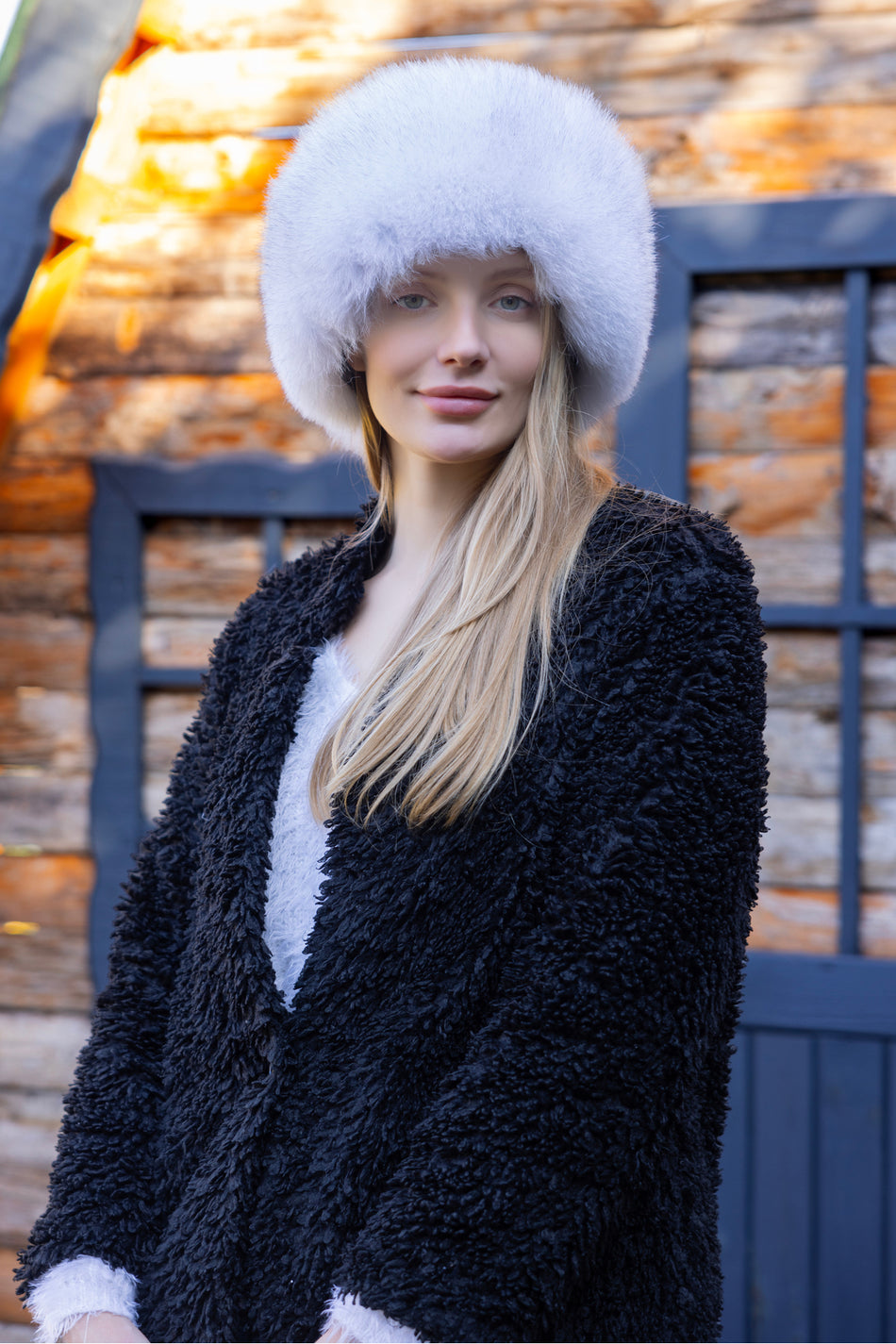 Fubileather Genuine Leather Fur Hat | Horse Riding, Skiing | Ecru