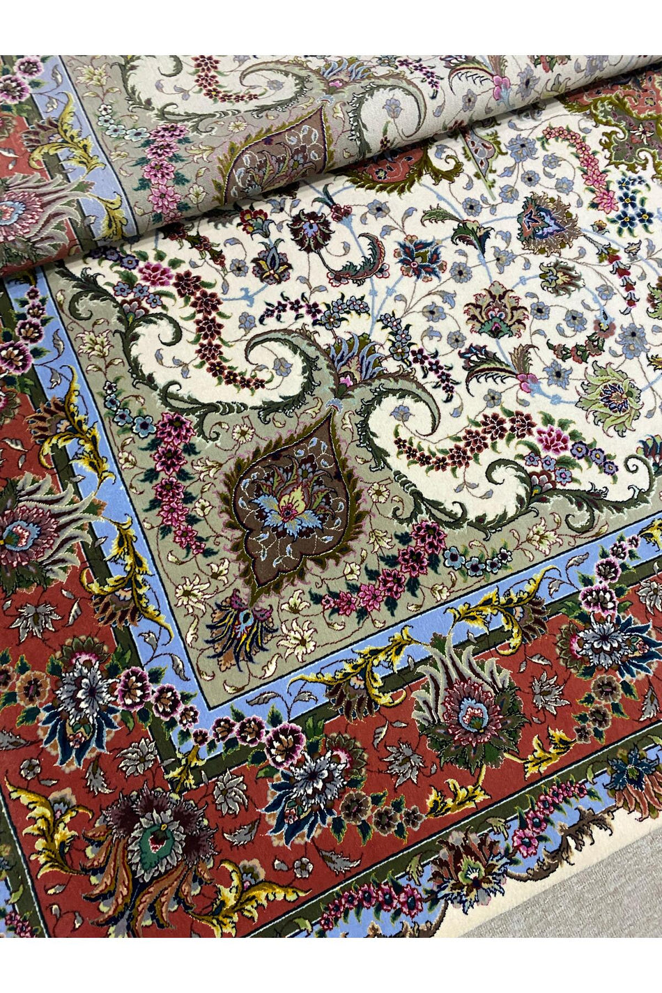 RD RAMAZAN DAG Hand Rug Art Hand-Woven Iranian Tabriz Rug Silk Fringe with Silk Weave Premium Quality Size 300x200