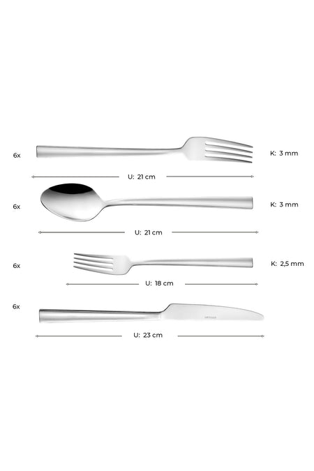 Emsan cinar 24 Piece 6 Place Setting Boxed Flatware Set - MALLTURK