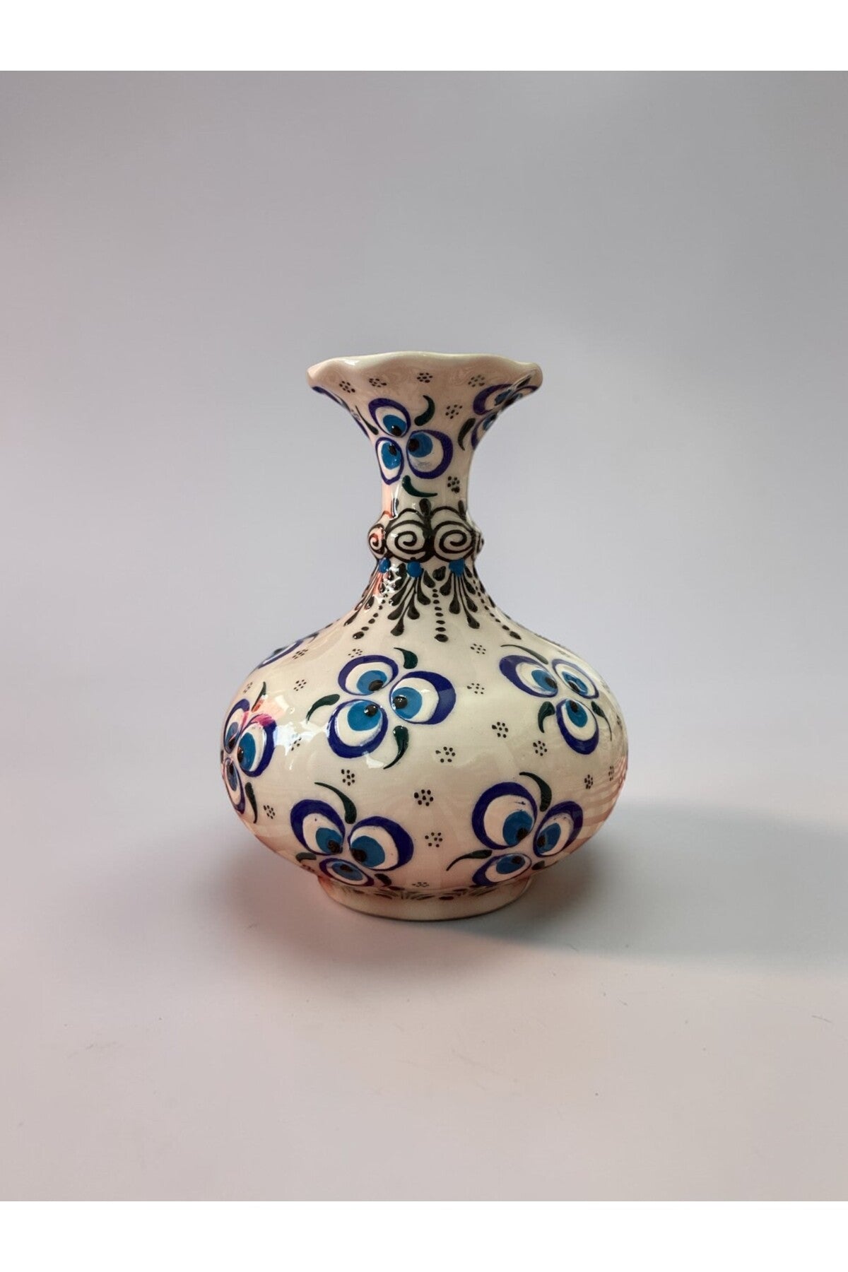 YOOS Handmade Evil Eye Embroidered Triple Lettuce White Ceramic Vase Set (30cm-20cm-15cm) - MALLTURK