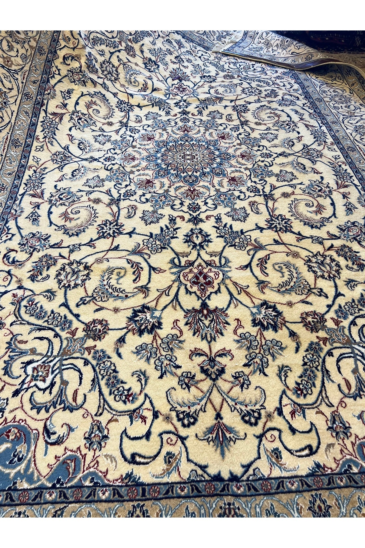 RD RAMAZAN DAG Hand Rug Art Hand-Woven Iranian Nain Rug Silk Wool Blend Size 300x200 - MALLTURK