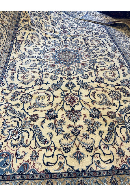 RD RAMAZAN DAG Hand Rug Art Hand-Woven Iranian Nain Rug Silk Wool Blend Size 300x200 - MALLTURK