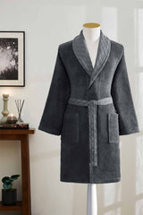 Ozdilek Diagonal Waffle Shawl Collar Bathrobe - MALLTURK