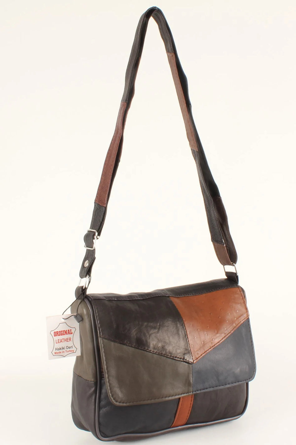 Fubileather Carmen Genuine Leather Crossbody Messenger Bag Multicolored 24x20