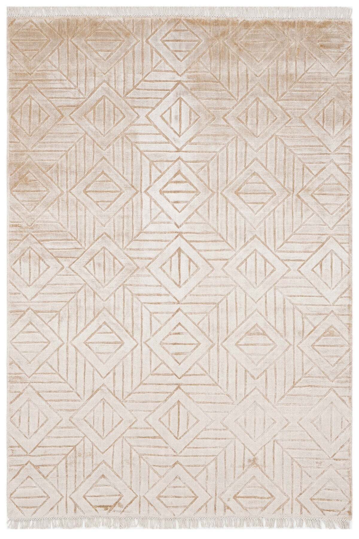 Naar Hali Mao KC 1859 Beige Modern Handwoven Bamboo Carpet - MALLTURK