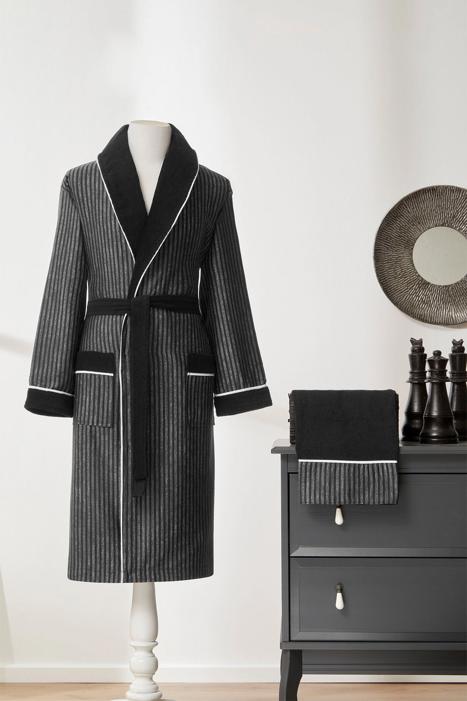 Ozdilek Noir Men Shawl Collar Bathrobe