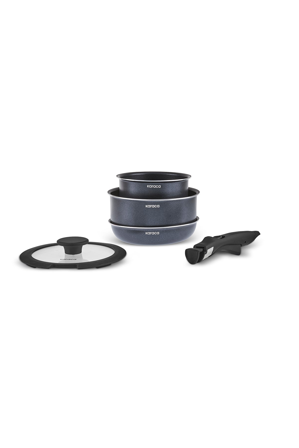 Karaca Biodiamond Smart Clip Cikarilabilir Sapli Induction Compatible 5 Piece Pot and Frying Pan Set