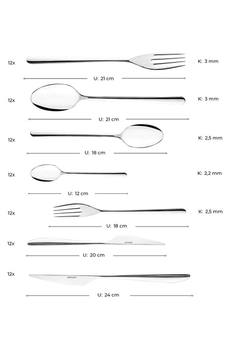 Emsan elegance bello 84 Piece 12 Place Setting Flatware Set luks Boxed - MALLTURK