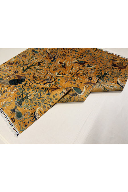 Afghan Rug Hand-Woven 100% Wool Natural Dye Bird Design Design Handicraft