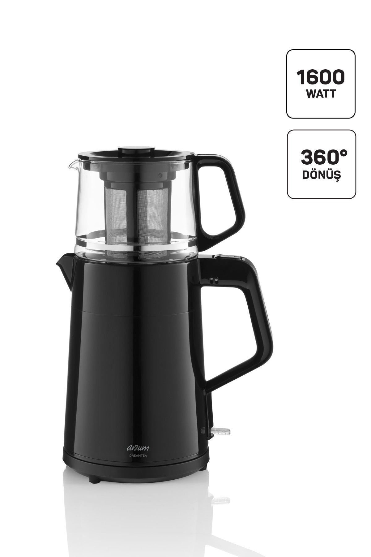 Arzum AR3134 Dreamtea Tea Maker, 1 L Teapot Capacity, 1650 W, Black - MALLTURK