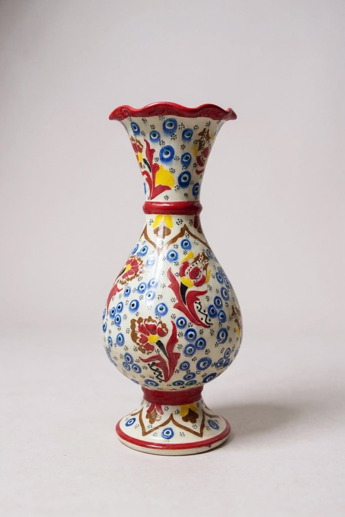 STORESZA Red Handmade 30cm Wheel-Style Hyacinth Ceramic Vase - MALLTURK