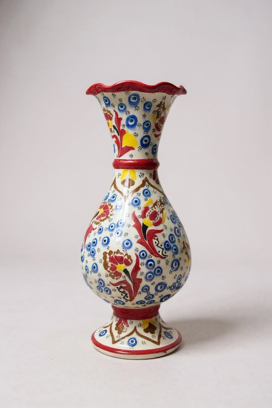 STORESZA Red Handmade 30cm Wheel-Style Hyacinth Ceramic Vase - MALLTURK