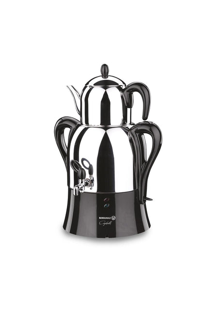 KORKMAZ Tea Lover Samovar Stainless Steel inox/Black Samovar SAMOVAR - MALLTURK