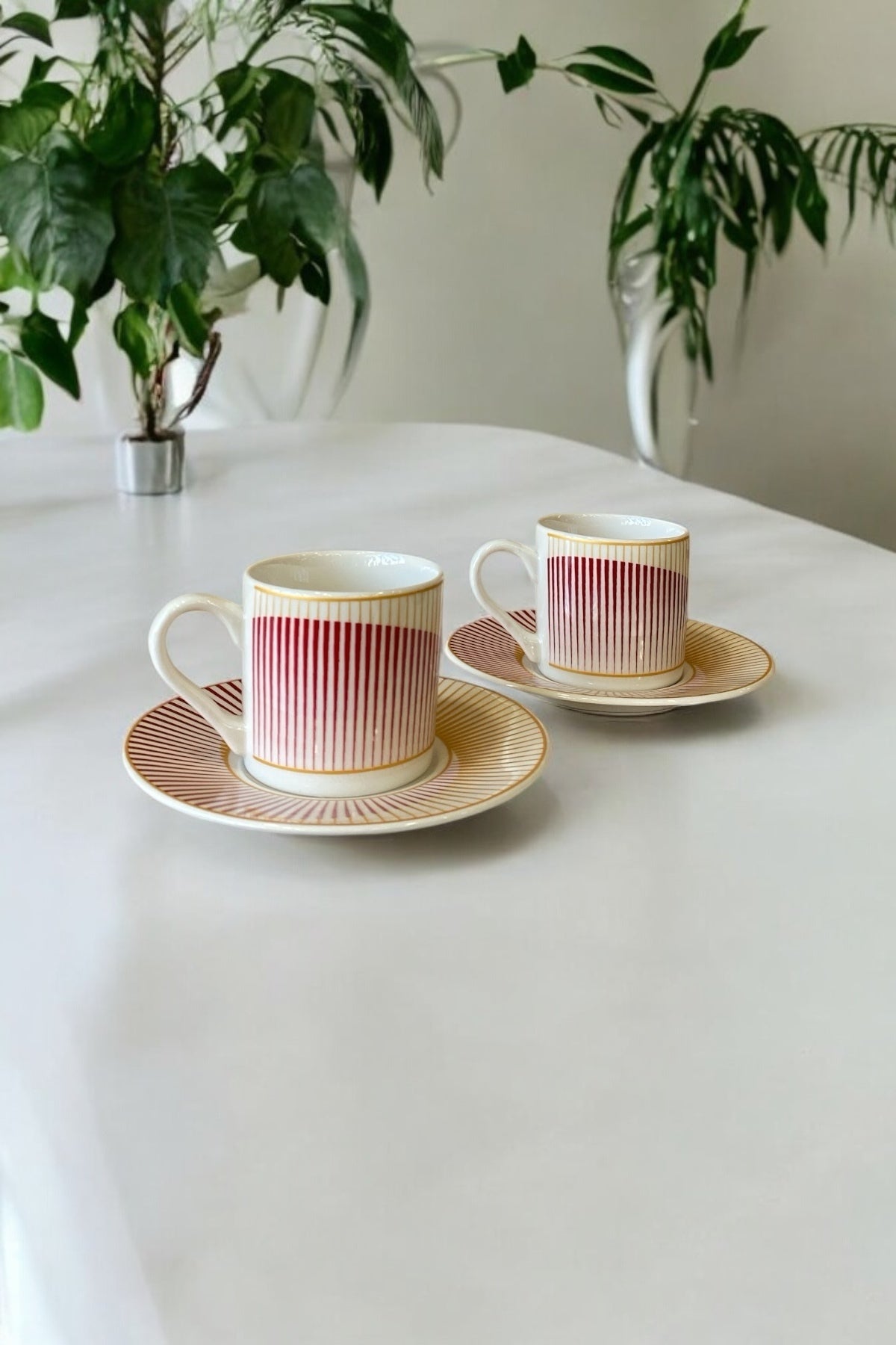 Eporselen Line 2-Person 4-Piece Porcelain Coffee Cup Set - MALLTURK