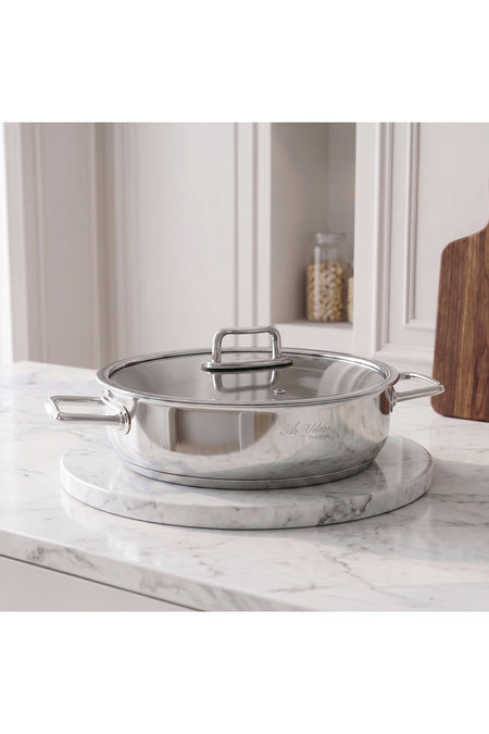 Aryildiz Colombus Handle Glass Lid Shallow Pot