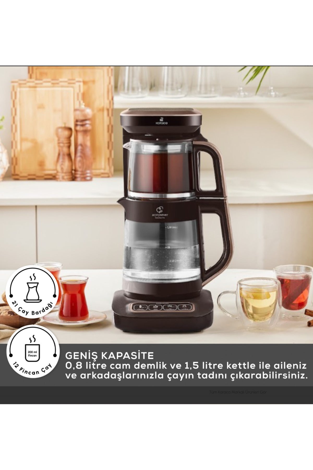 Karaca Wi-Fi Connect iOS-Android Compatible Robotea Connect 4-in-1 Talking Glass Tea Maker - MALLTURK