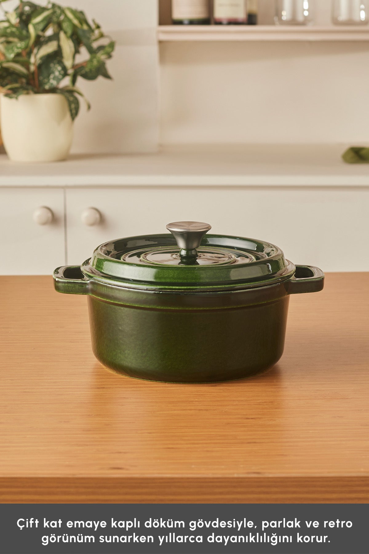 Karaca Heritage Demir Cast Emayeli Pot Yesil - MALLTURK