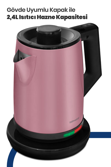 GoldMaster Acacia Pearl Pink XL 2200 Watt Patented Drip-Free Design Stainless Steel Tea Maker and Water Kettle - MALLTURK