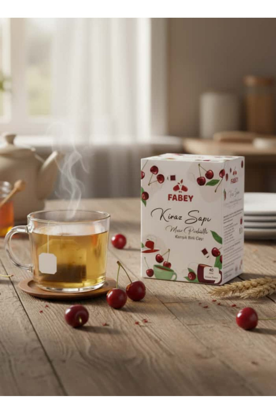 Esfabey Cherry Stem and Corn Silk Mixed Herbal Tea, 40 Filter Tea Bags