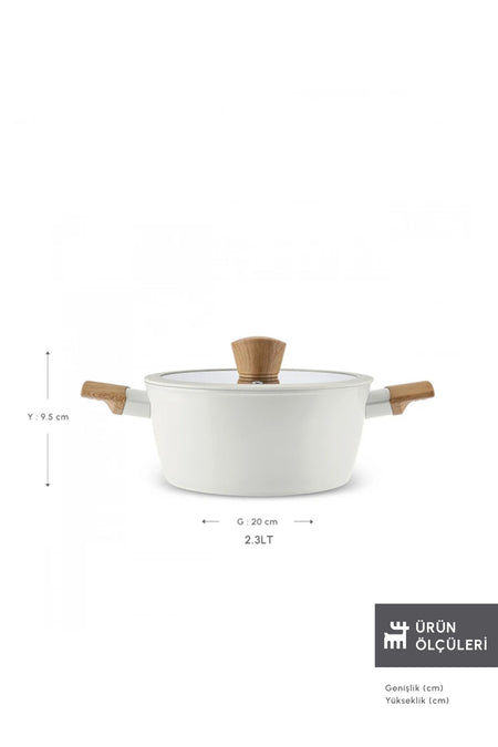 Karaca x Refika Swiss Crystal Almond 0 Yag Ile Nonstick Induction Compatible Pot - MALLTURK
