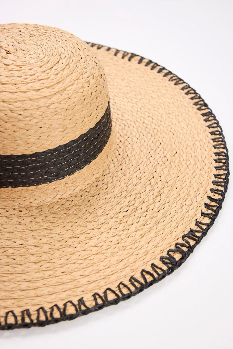 Hasema Striped Detail Beige Straw Beach Hat 2042
