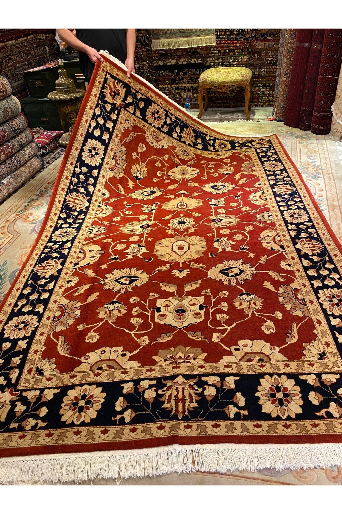 RD RAMAZAN DAG Hand Rug Art Hand-Woven Afghan Rug Cotton Base Wool Weave Natural Dye Size 3x2