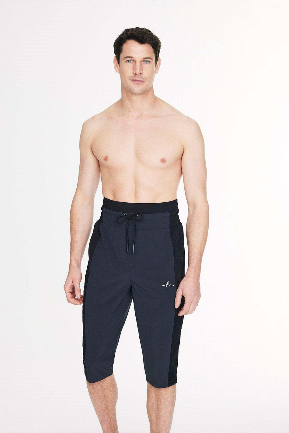 Hasema High Waist Black Men's Pool and Beach Shorts 6017