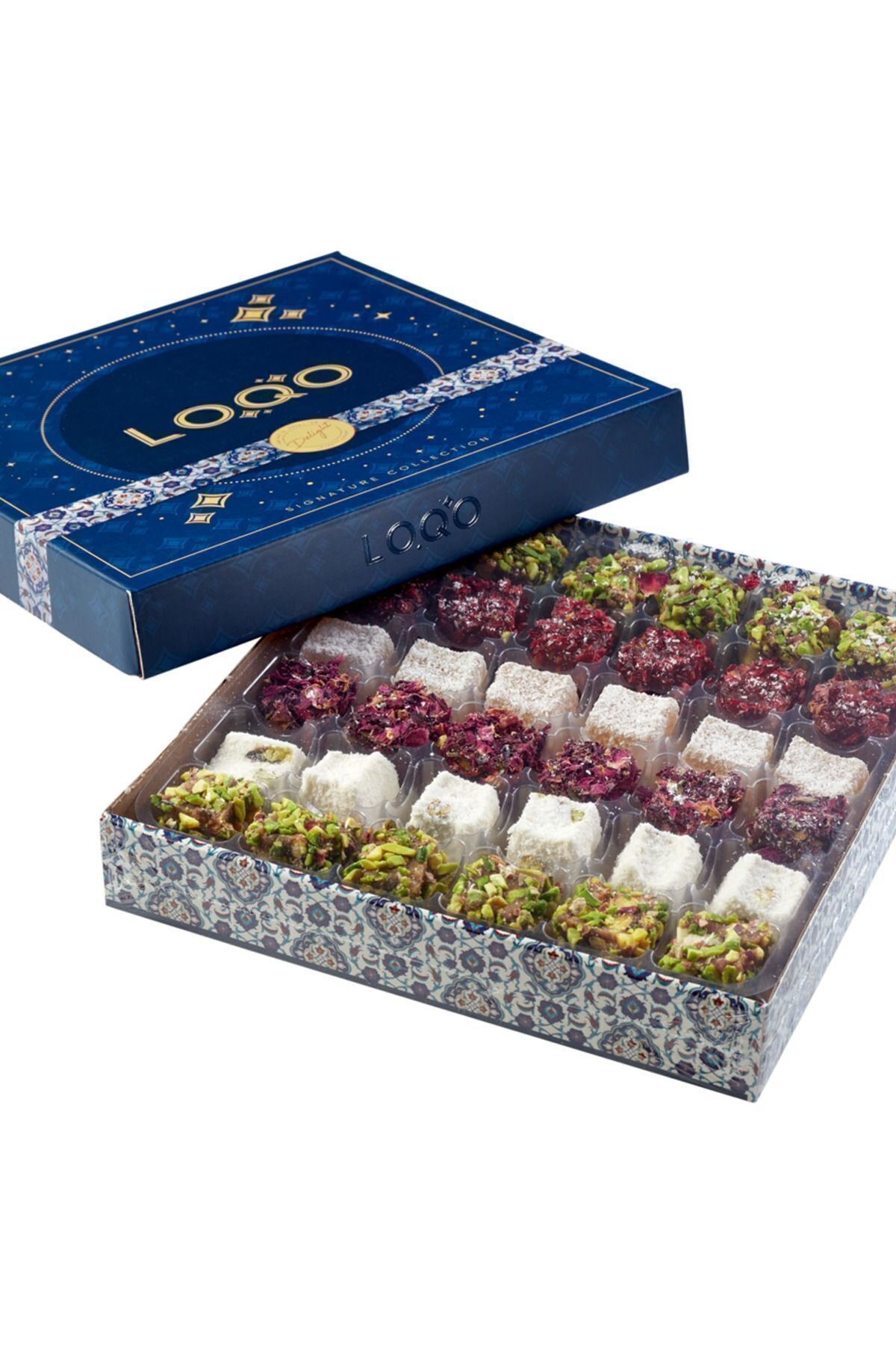 LOQO Pistachio Premium Assorted Gift Box kutu Turkish Delight ozel kumas canta hediyeli net 500gr - MALLTURK