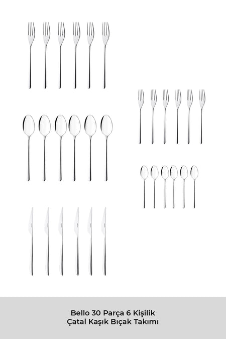 Emsan bello 30 Piece 6 Place Setting Flatware Set - MALLTURK