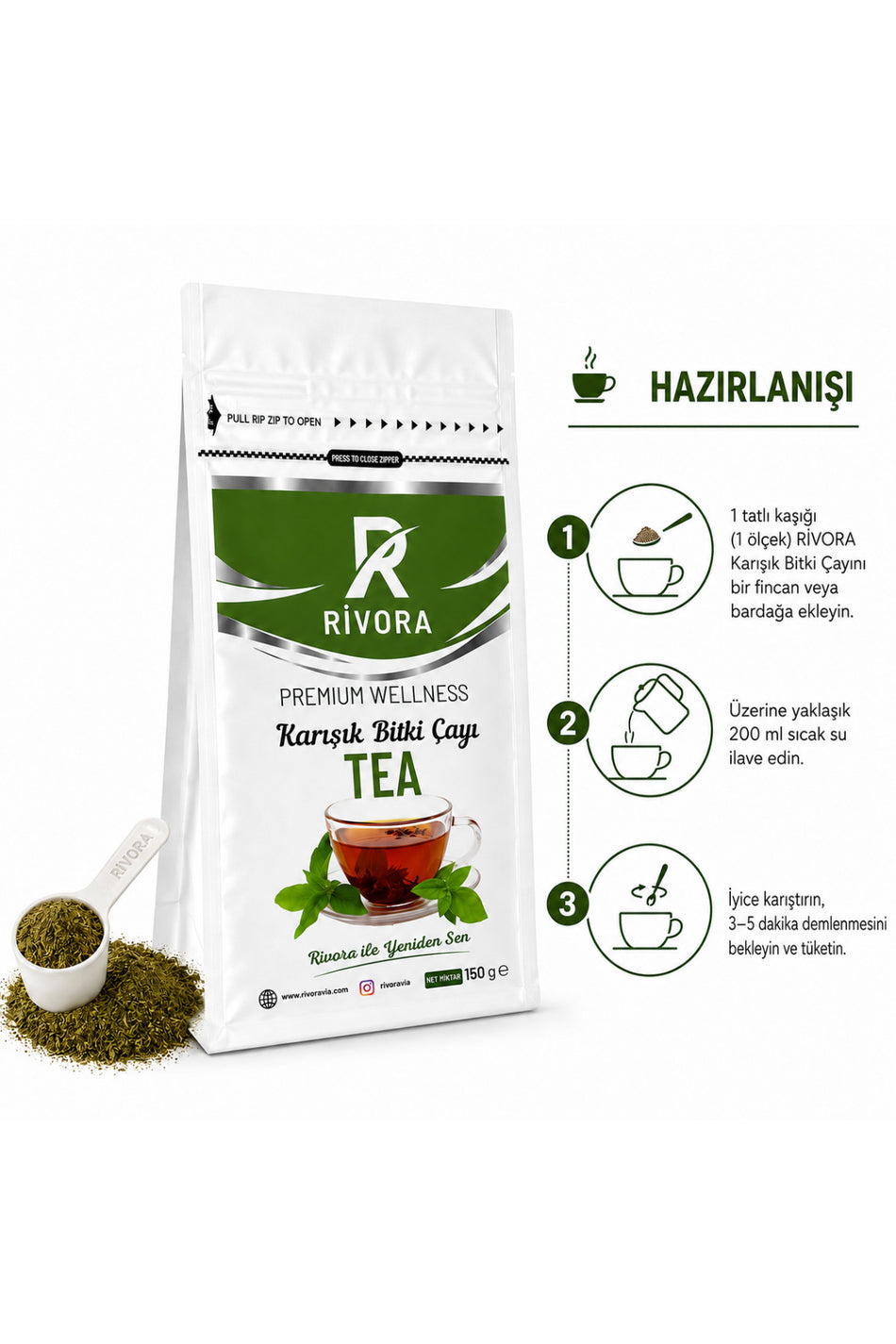 RIVORA Mixed Herbal Tea 150g Herbal Blend Brewed Tea
