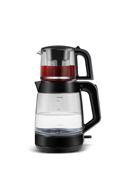 Karaca Glass Tea XL 2-in-1 Glass Water Kettle & Tea Maker Anthracite - MALLTURK