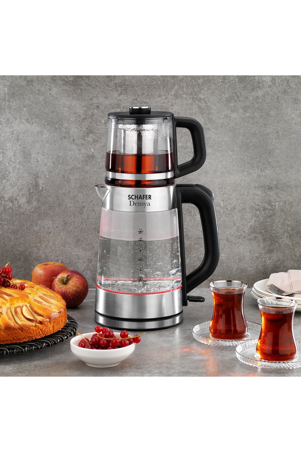 Schafer Demya Electric Glass Tea Maker - Stainless Steel - MALLTURK