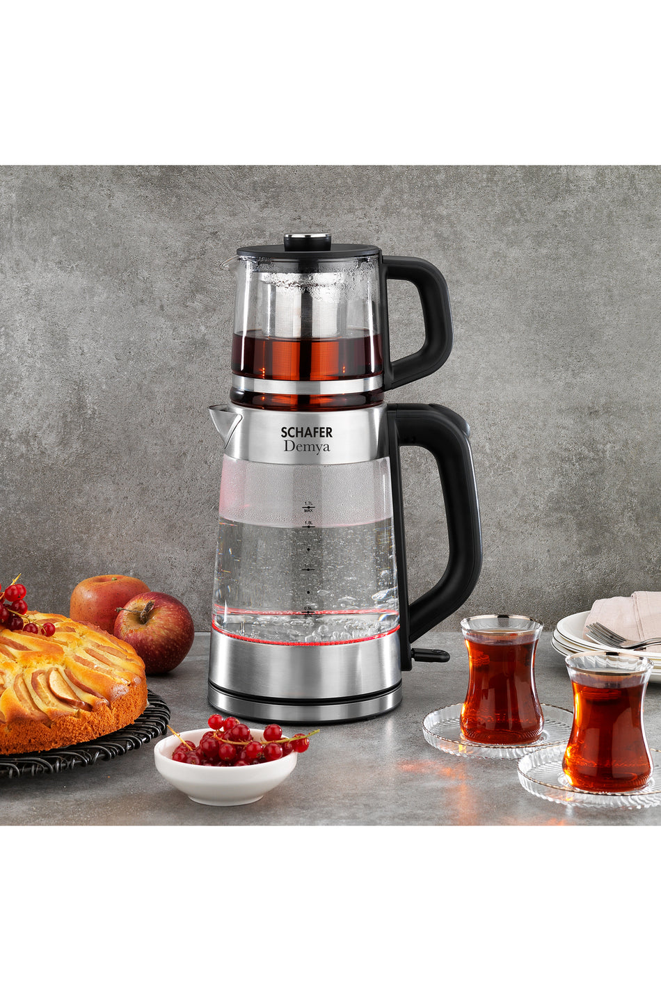 Schafer Demya Electric Glass Tea Maker - Stainless Steel - MALLTURK