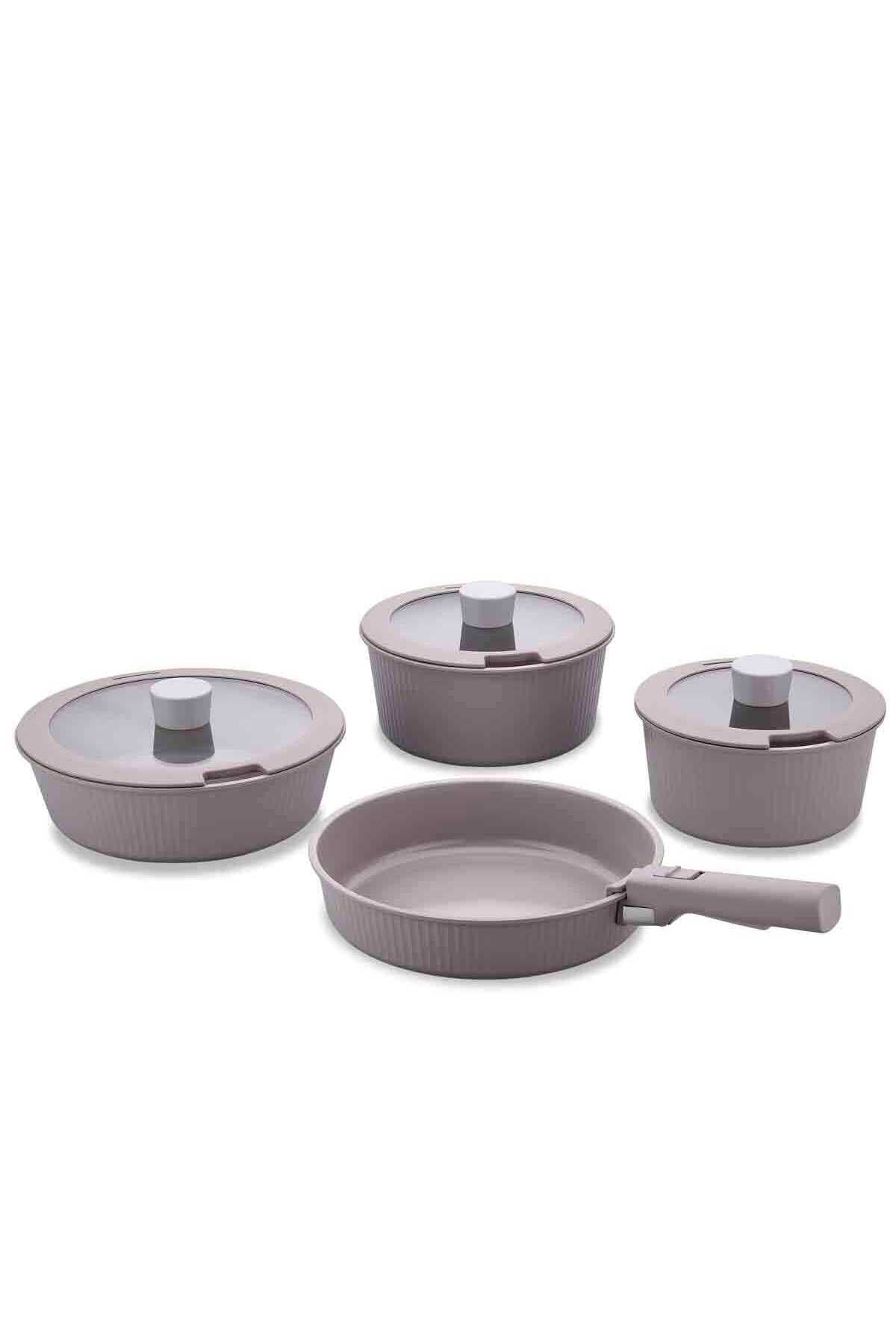 KORKMAZ Pratika Cikarilabilir Sapli 8 Piece Cookware Set