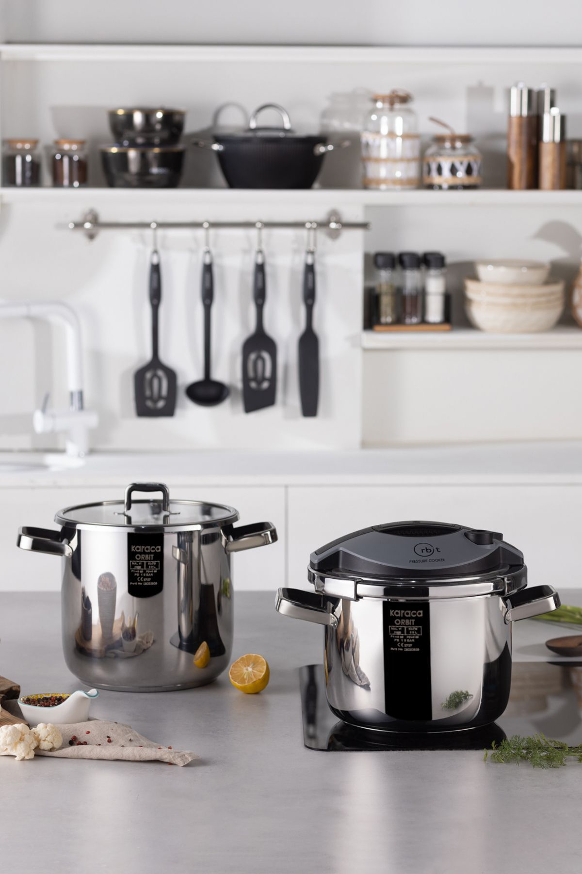 Karaca Orbit induction Base Pressure Cooker Set 6+8 L Black - MALLTURK