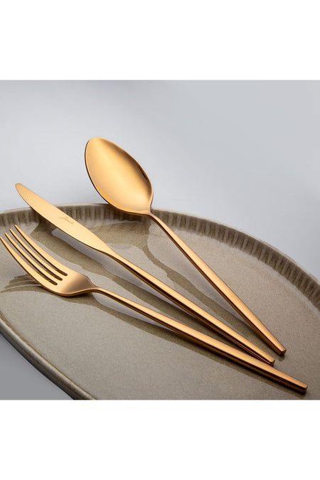 Jumbo 5900 infinity titanyum bronz 12 Place Setting 84 Piece Flatware Set - MALLTURK