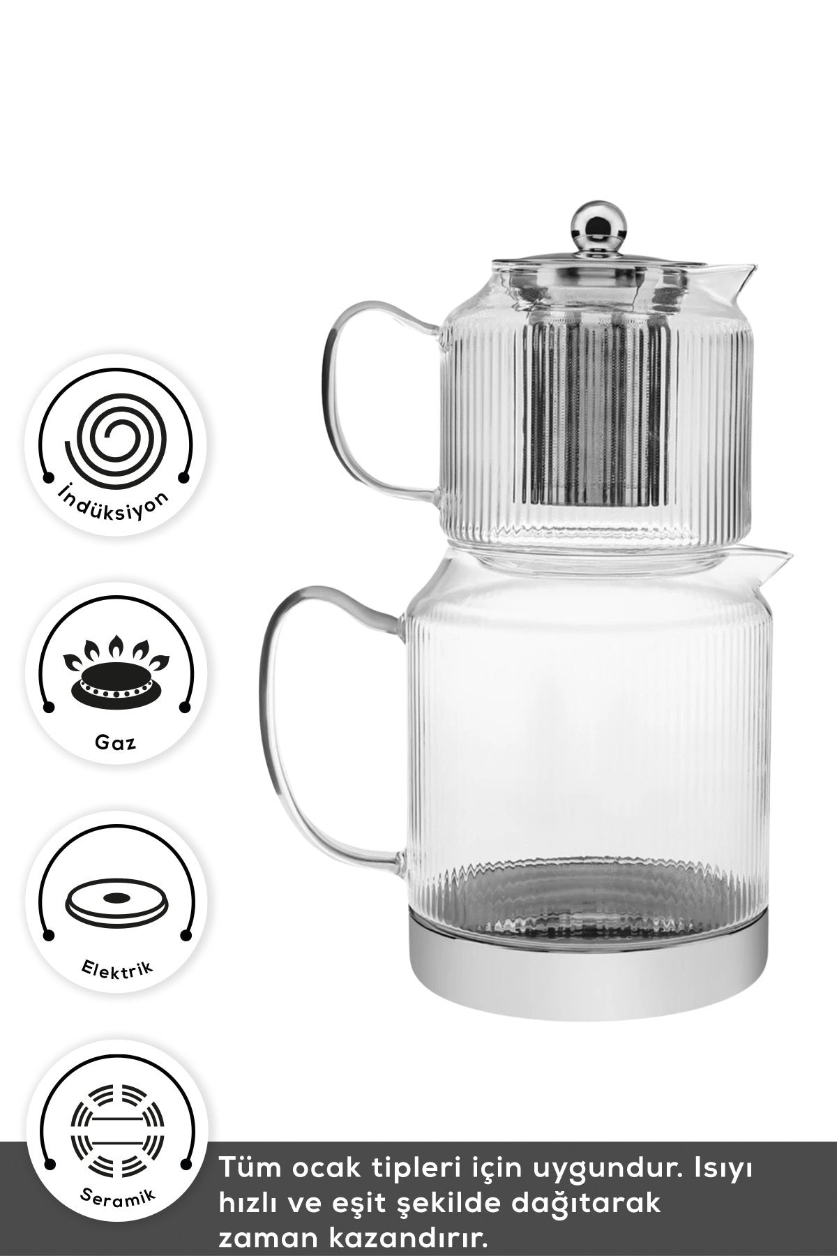Karaca Kelly induction Base Midi Glass Teapot Set - MALLTURK