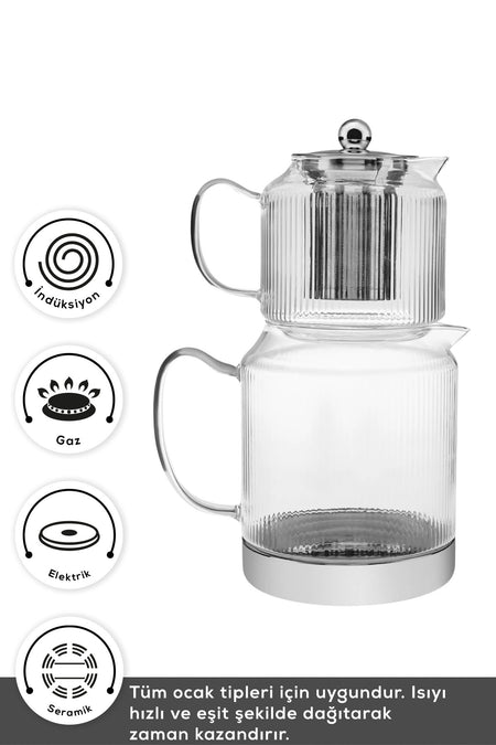 Karaca Kelly induction Base Midi Glass Teapot Set - MALLTURK