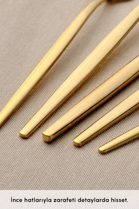Karaca orion shiny gold 30 Piece 6 Place Setting Flatware Set - MALLTURK